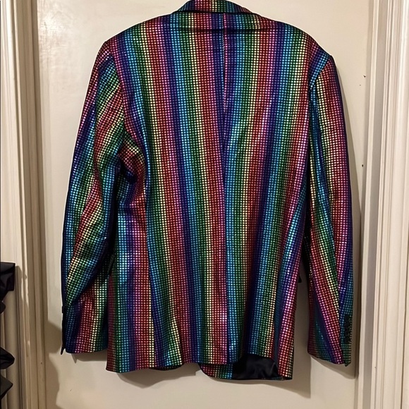 NWT multi colored Sport Coat with Metallic Shine Disco 70’s Small - Picture 3 of 8
